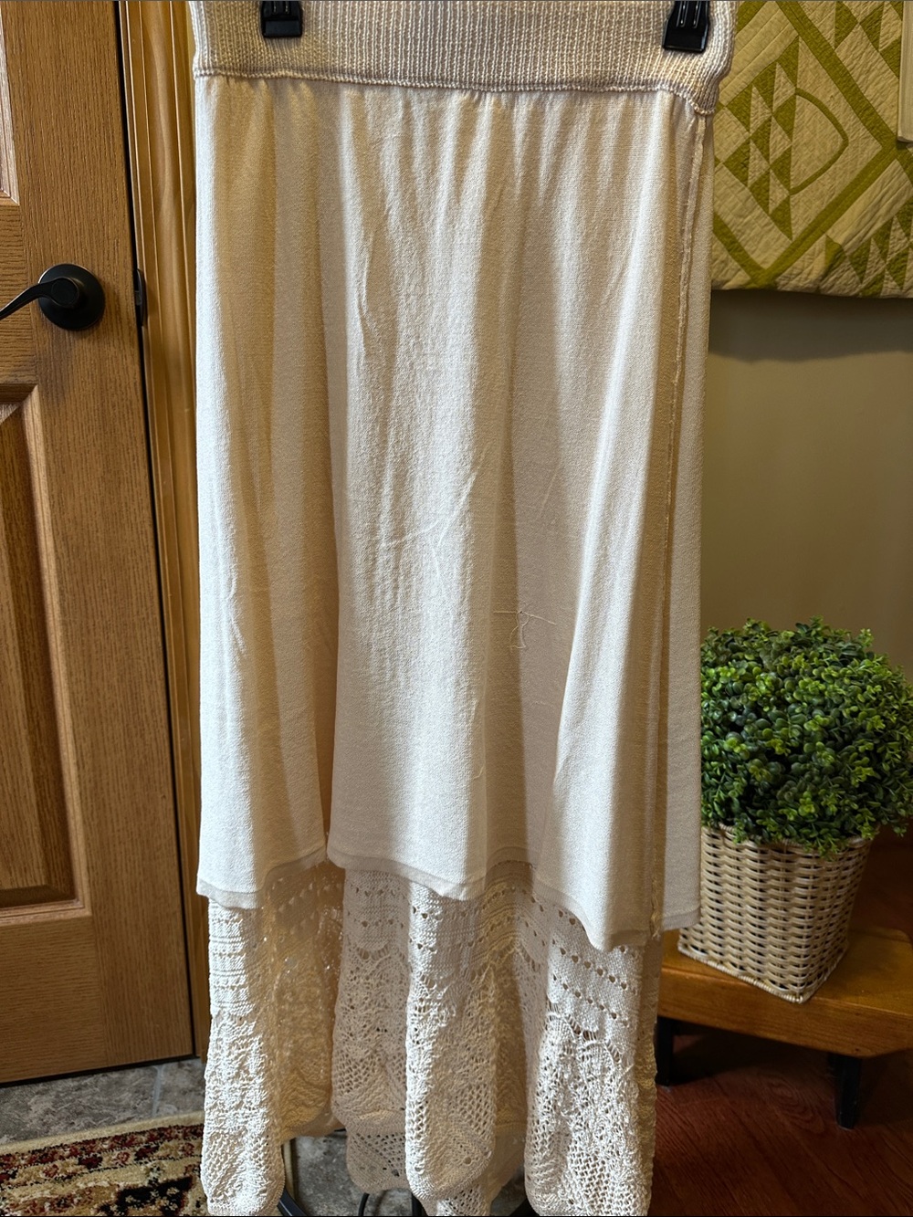 Cream Crochet Maxi Skirt — Lightweight Feminine Knit size medium - Picture 8 of 10